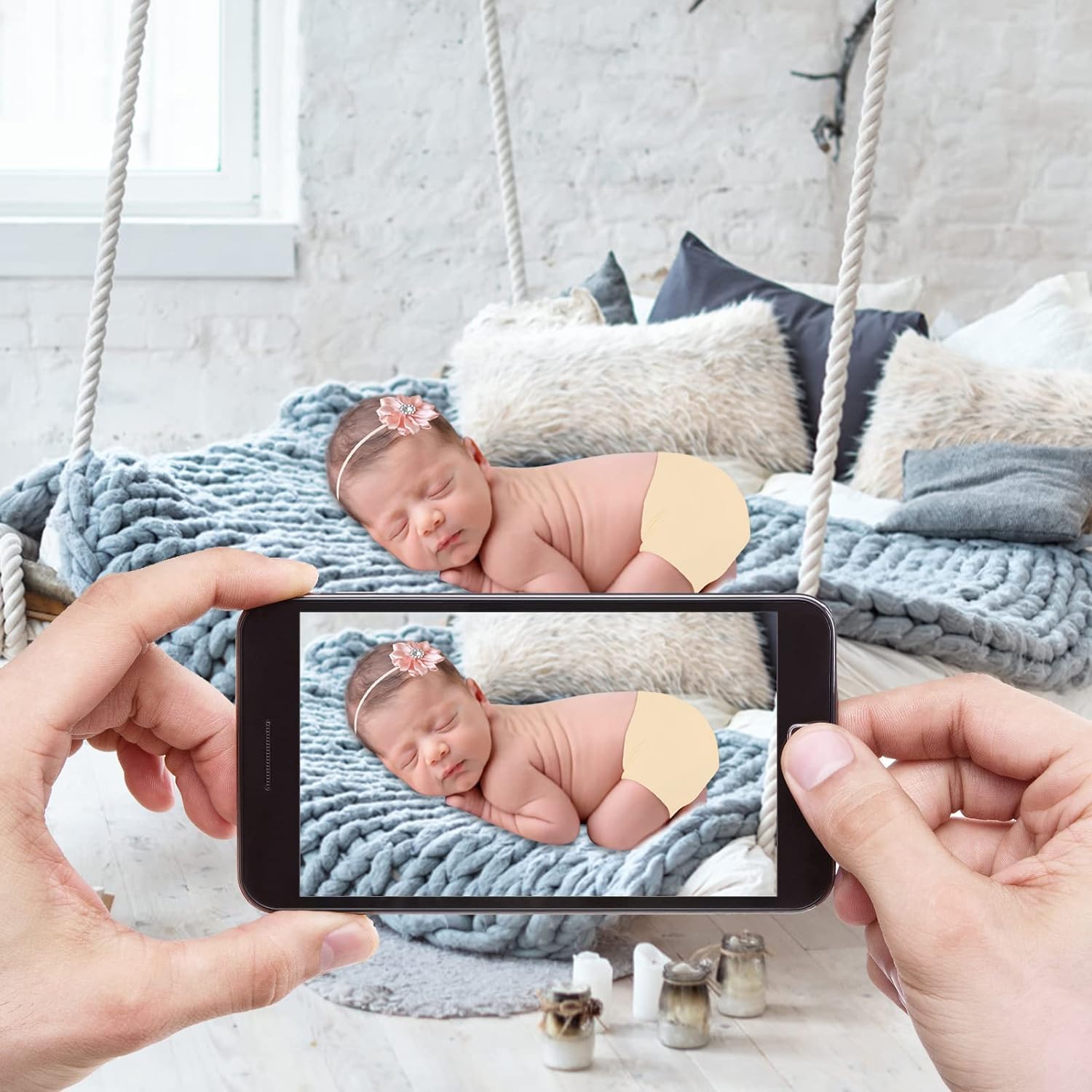 3PCS Baby Newborn Photo Props Wraps & Photography Blanket Set,DIY Newborn Stretch Wrapping Sack Buddy Diaper Cover Infant Photo Blanket Swaddle Photography Props Wraps for Baby Girl Boy - Image 5